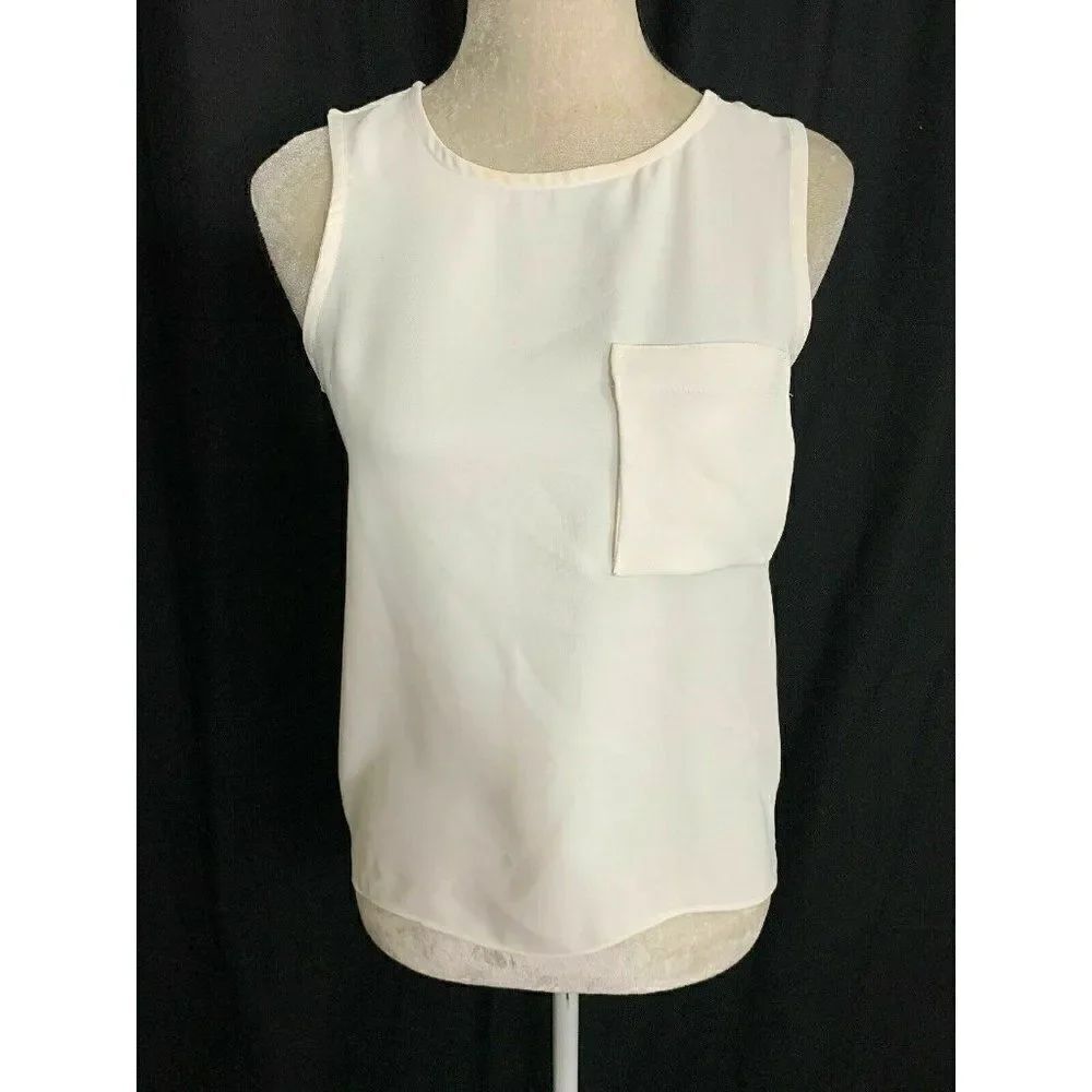 Zara Womens Solid White Crew Neck Tank Top Blouse Xs
